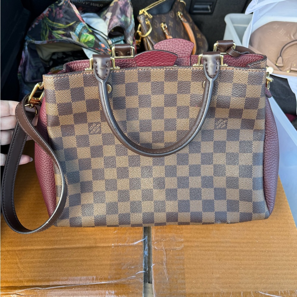 Louis Vuitton Brown and Burgundy Checkered Shoulder Bag